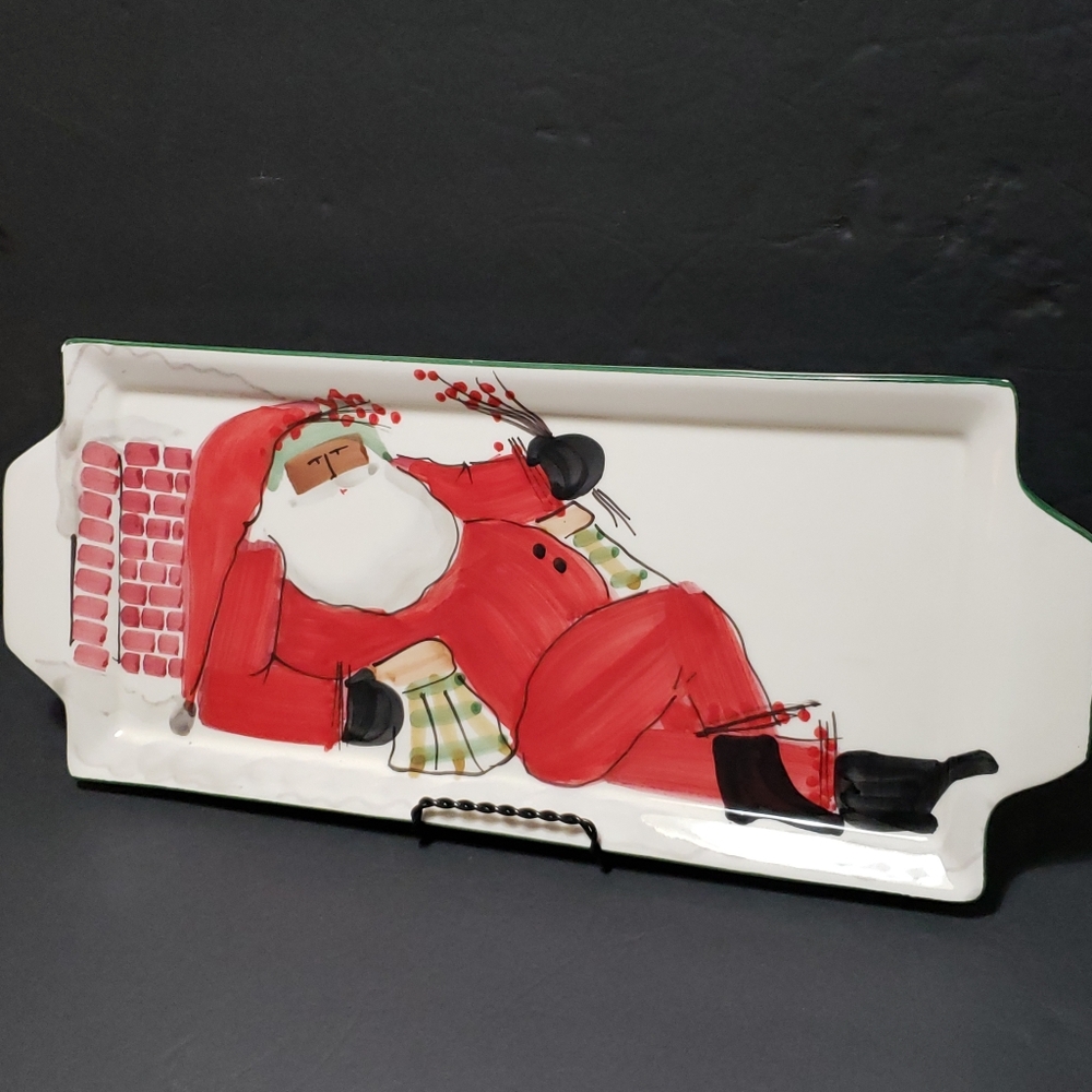 VIETRI (Italy) Old Saint Nick Handled Rectangular Platter/Tray